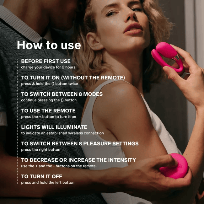 LELO Tiani 3 UK couples massager product close-up with how to use