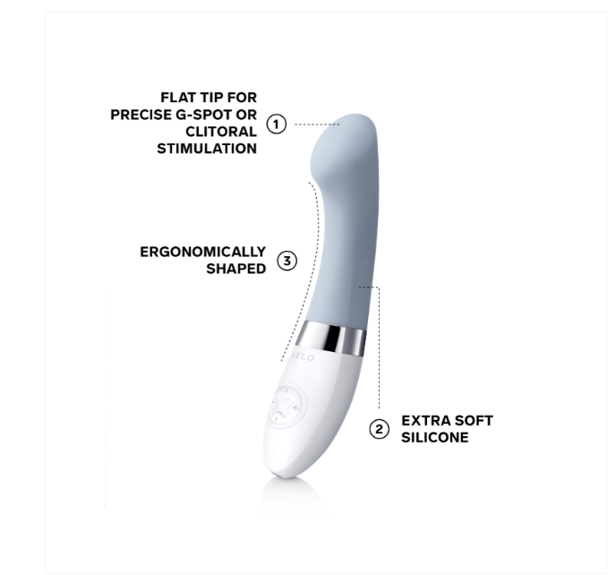 LELO Gigi 2 premium G-spot toy with product information